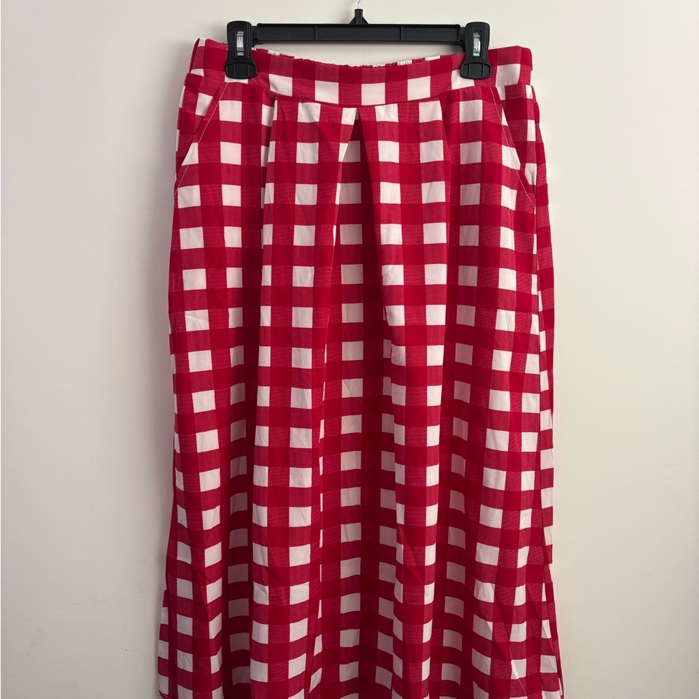 Red and White Checkered Women's Skirt